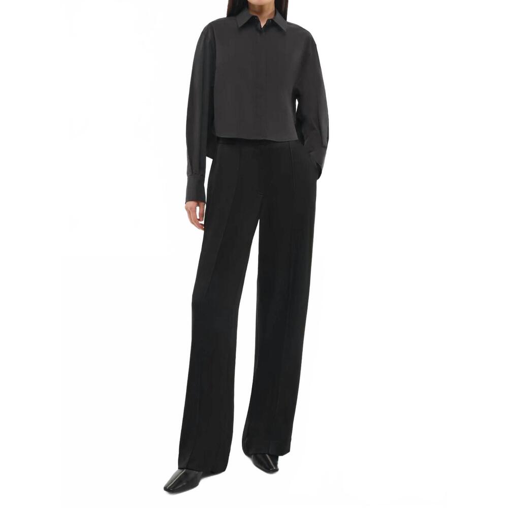 NEW SIMKHAI renata cropped button down top in black